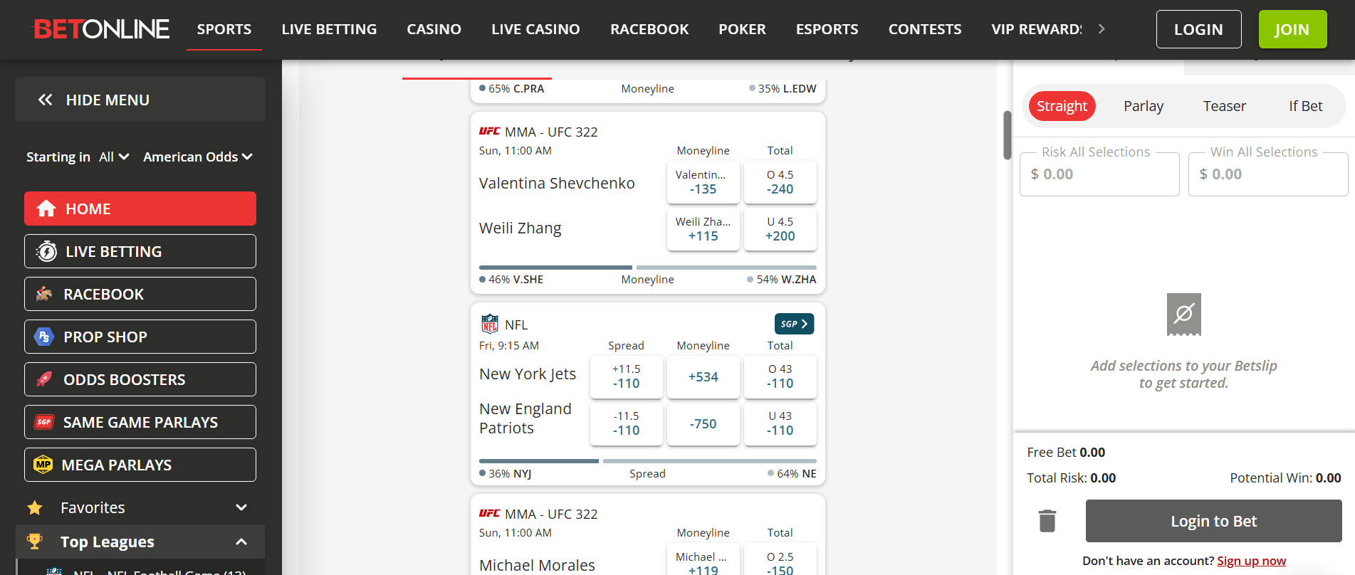 Snapshot of BetOnline sportsbook highlighting early lines, fast payouts, and wide coverage